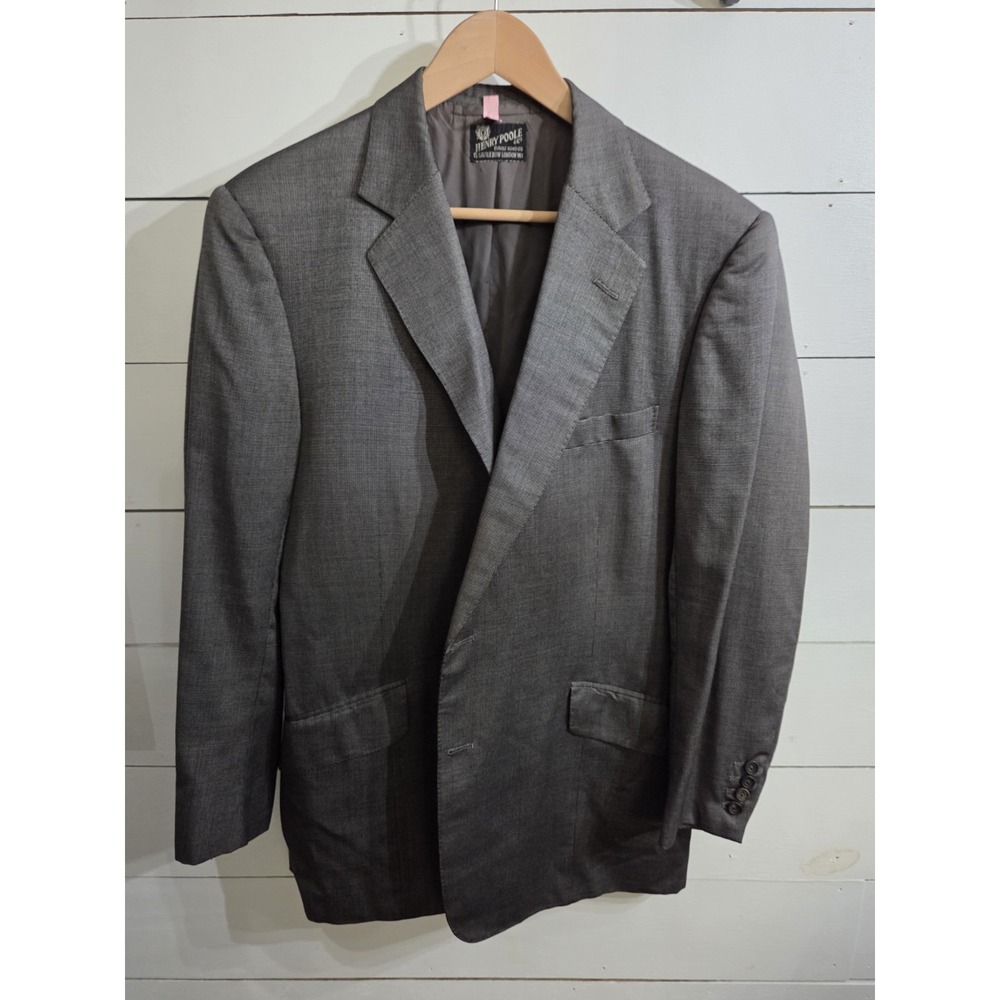 Vtg 1984 Henry Poole & Co Blazer Mens 42* Savile Row Gray Houndstooth Bespoke